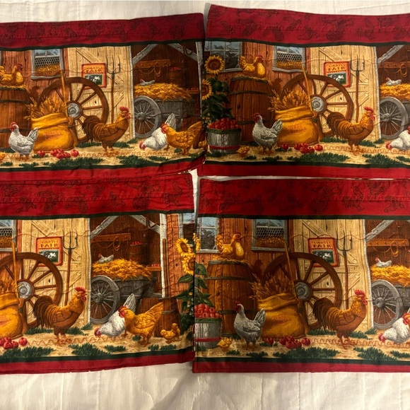 Hand made kitchen placemats. Chickens. Set of 4 - Picture 1 of 6